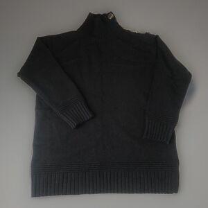 Anthropologie Women's Button Mock Neck Black Sweater Size Small